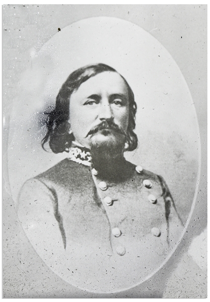 Civil War Magic Lantern Slide -- Portrait Photograph of CSA General George Pickett, Infamous for Picketts Charge at Gettysburg That Turned the Course of War